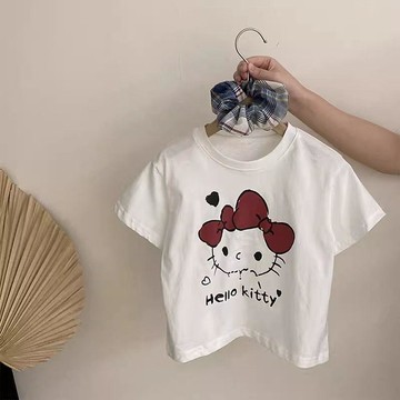 Mini baby🌷韓版童裝女童夏季印花卡通中小童體恤KT貓短袖純棉t恤