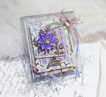 溫馨蜜粉紫 銀藤蔓花手工卡片 禮盒 (母親節 客製化文字 情人卡)