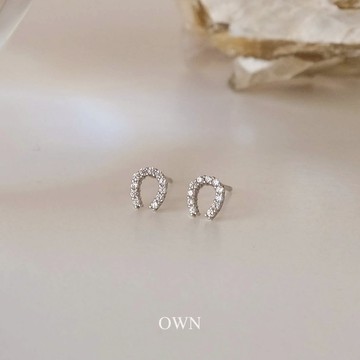 ❤️‍🔥S925純銀✧亮鑽馬蹄耳釘｜OWN｜抗過敏耳環 純銀耳環 抗敏 K金 耳釘 耳骨釘 耳環