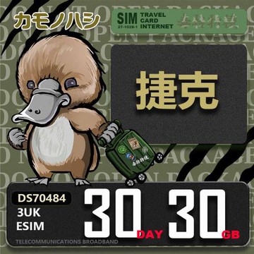 【鴨嘴獸 旅遊網卡】3UK eSIM  歐洲 捷克 30天30GB 用完斷網 歐洲上網卡 免換卡