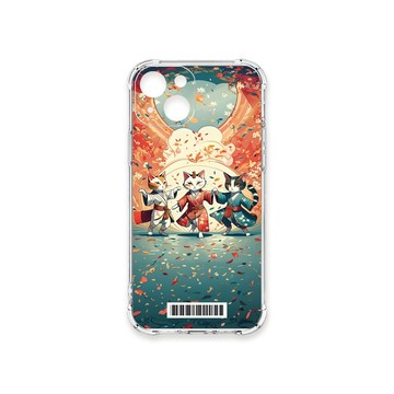 iPhone 15 殼 TRON IPhone 15 穿著和服跳舞的三隻花貓咪系列  載具 四角防摔殼 手機殼