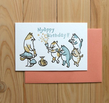 活版印刷卡片 貓咪的生日