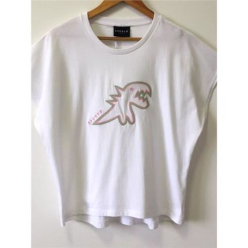 夏款原單小b彩邊恐龍寬松休閑通勤圓領純棉情侶裝短袖t恤女上衣