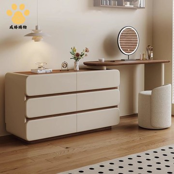 臥室梳妝臺 斗櫃一體中古風 化妝桌 床尾收納櫃復古風 抽屜儲物櫃ws8251