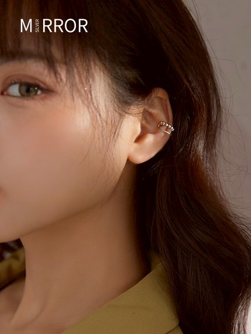 小麋人雙層耳夾無耳洞純銀耳骨夾簡約小巧假耳釘耳環ins耳飾網紅