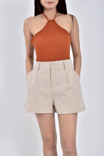 (S) shein質感掛脖橘色上衣