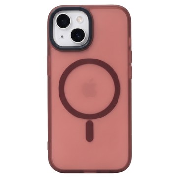 理享家 馬卡龍磨砂磁吸magsafe手機保護殼  iphone 15  酒紅色