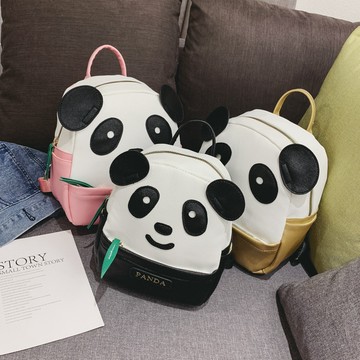 免運💯熊貓雙肩包2026新款幼兒園書包卡通熊貓竹葉包童趣可愛PU時尚背包時尚休閒後背包 護脊防潑水大口袋雙肩背包 QNQ