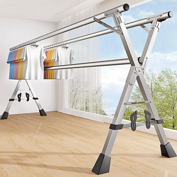 晾衣架落地折疊室內陽臺曬被子神器家用臥室室外不銹鋼涼伸縮式桿