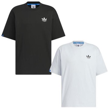 Adidas 棉質短袖上衣 男裝 三葉草 寬鬆 黑/灰藍【運動世界】JN1669/JN1675