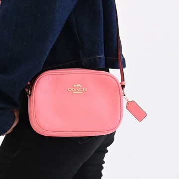 COACH CA069 MINI JAMIE 經典LOGO素面相機包.粉