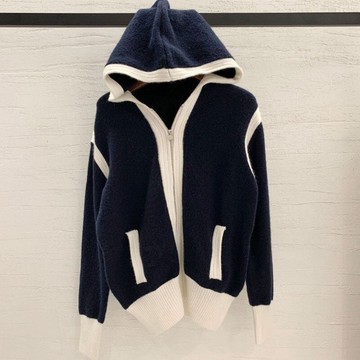 清倉撿漏~專柜撤回尾貨大牌女裝拉鏈針織帽衫女短款休閑外套