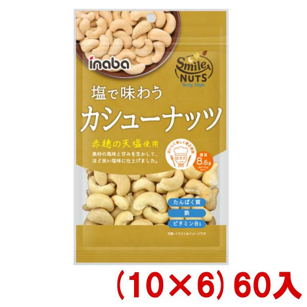 稲葉ピーナツ 塩で味わう カシューナッツ  (10×6)60入 (Y10) (ケース販売) 本州一部送料無料(ロカボ 低糖質 糖質オフ)