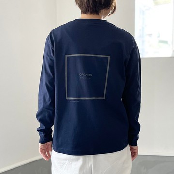 有機棉長袖T恤 男女同款 4色可選 【海軍藍】