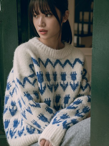 Flower hairy wool sweater_3 color
