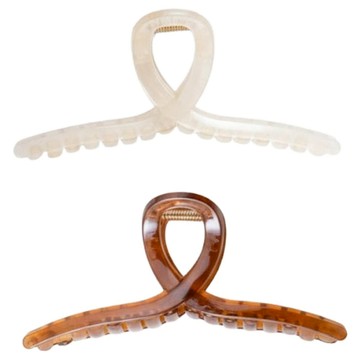 afinar 大尺寸扭結髮夾 13公分兩入組  棕色  白色