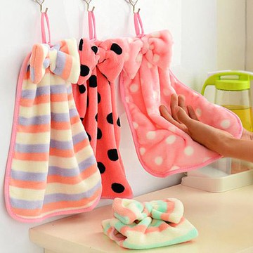 DF 生活趣館 - 可愛蝴蝶結珊瑚絨擦手巾毛巾-2入(隨機出貨)