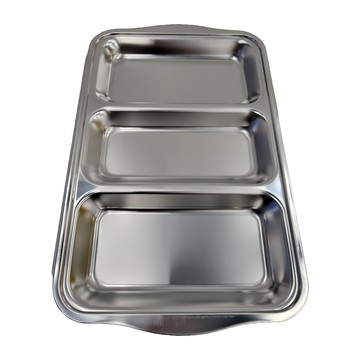 YOSHIKAWA 吉川 不鏽鋼一體成型三格式備料盤 18-8不鏽鋼  不鏽鋼備料盤  385 x 238 x 29mm  1個