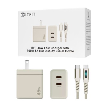 【Samsung 三星】原廠 ITFIT 45W GaN雙孔+100W 5A 雙Type-C 快充組 (ITPW37BE)
