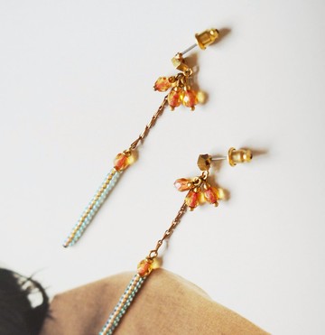 枝節花 葡萄柚鋯石耳環