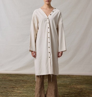 【多穿露肩】新中式復古 顯瘦過膝襯衫裙