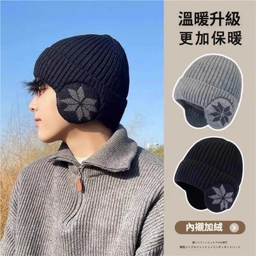加絨毛線帽 護耳帽 新款加絨毛線帽 戶外防寒 防風 加厚套頭帽  帽子男 保暖帽 針織帽 包頭帽 護耳保暖棉帽 防寒帽