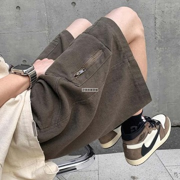 【雲渡小鋪】美式高街休閑褲   直筒工裝褲    男款夏季小眾設計感寬松褲    百搭五分褲