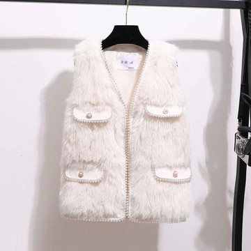 皮草馬甲女年輕款重工釘珠馬夾秋冬2024年新款時尚氣質毛毛短外套