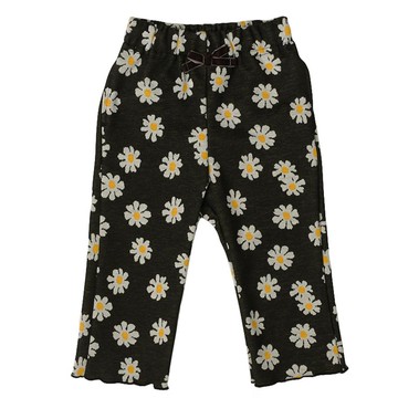 akachan honpo - 10分褲-小花圖案緹花-黑色