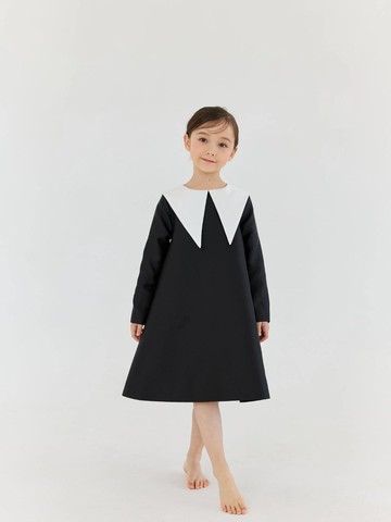 Premium Clean-lined Mikado Dress [Black]