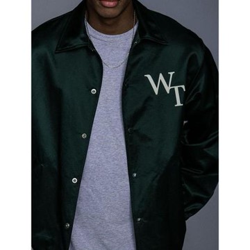 澀谷制24春夏緞面刺繡寬松翻領單排扣兩色棒球教練夾克休閑外套