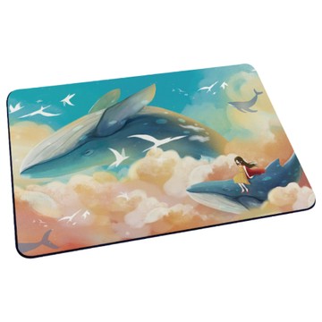 台灣製造 插畫風系列 軟式珪藻土地墊 吸水地墊-天空鯨魚60*40*0.5cm_廠商直送