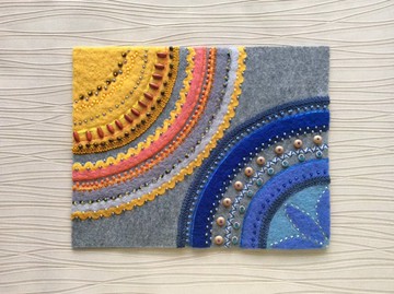 蓝色黄色3d绘画 * 抽象墙面装饰 * 彩色毡毛图片