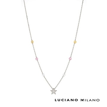 LUCIANO MILANO 彩色星願純銀項鍊(白K色)