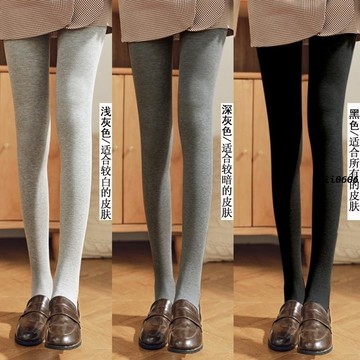 秋冬季加絨加厚打底褲女高腰外穿豎條螺紋顯瘦韓版學生保暖壹體褲 vk