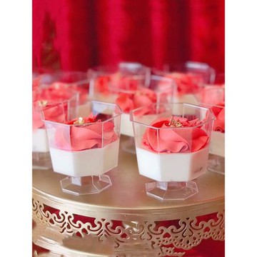 食品級慕斯布丁冰淇淋酸奶紅酒高腳一次性硬塑料PS杯帶蓋透明八角