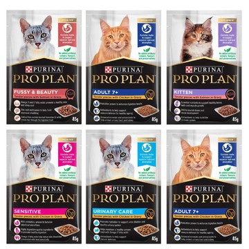 PROPLAN 冠能 主食貓餐包85g【12包組】 幼貓 成貓化毛 泌尿保健 敏感膚質照護 熟齡貓 貓餐包『WANG』