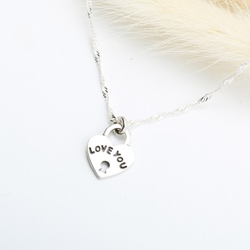 【Angel & Me】愛心 鎖頭 s925 純銀 項鍊 生日 週年 情人節 禮物