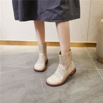 113淺色平跟涼靴民族風軟底復古休閑鞋防滑原創夏新款軟皮