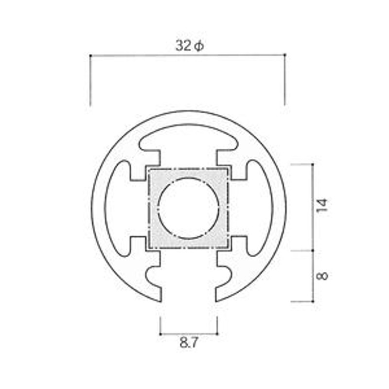 ガラススクリーンポール（ブースバー） Sタイプ 135度二方 32mm x