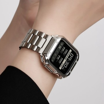 套裝 不鏽鋼錶帶+保護殼 適用於 Apple Watch S10 9 8 7 6 SE 42/46MM 44/45MM