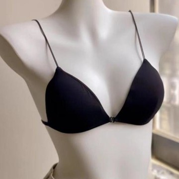 美背前扣內衣女小胸顯大超薄款無鋼圈法式三角杯夏季無痕細帶文胸