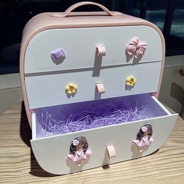 寶寶頭飾卡子收納盒兒童手提多層可愛女孩梳妝整理皮筋發飾首飾盒