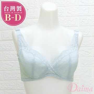 內衣 台灣製(B-D)深V提托集中透氣蕾絲內衣_水藍#T2371