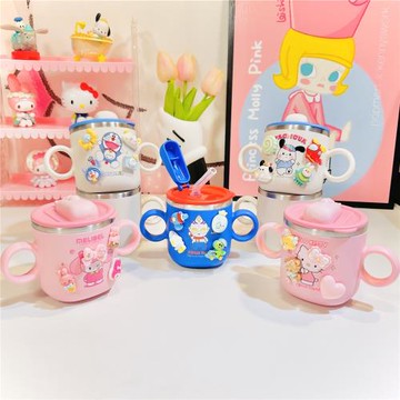 少女心卡通兒童水杯嬰幼兒學飲杯小學生吸管杯幼兒園手柄杯雙耳杯