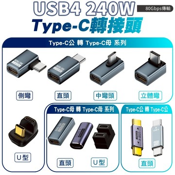 SHOWHAN USB4 80GBps 240W Type-C轉接頭 C公轉C母 公轉母 充電線轉接頭 充電轉接頭