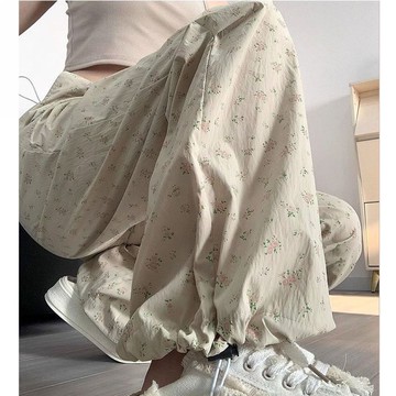 夏季薄款碎花寬鬆休閒褲(預購)pn002986