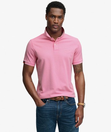 Superdry Men's Vintage Destroy Polo Shirt Pink Size: S