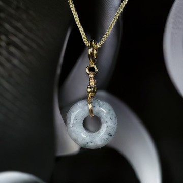 【願‧平安】飄烏雞平安扣項鍊14K包金 | 天然緬甸A貨翡翠 | 送禮