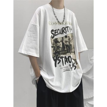 短袖t恤男韓版潮流寬松百搭圓領體恤夏季ins休閑港風帥氣半袖上衣